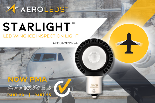 AeroLEDs Achieves PMA for StarLight Wing Ice Inspection Light, Elevating Safety Standards for Part 23 & 25 Categories